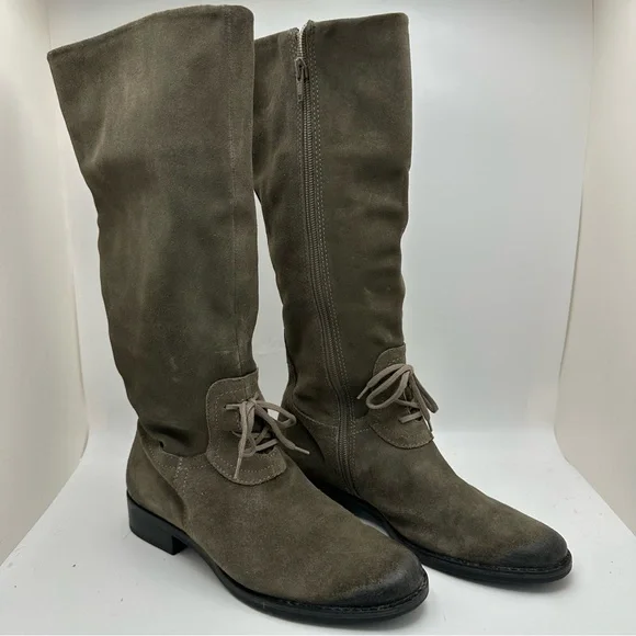 J. JILL Tall Boots Suede Leather Gray Zip Sz 6.5 Equestrian - Picture 2 of 11